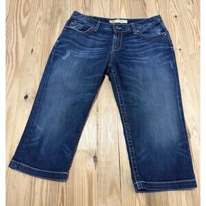 BKE Buckle Jeans Womens 30x19 Blue Kate Capri Stretch Mid Rise Distressed Denim